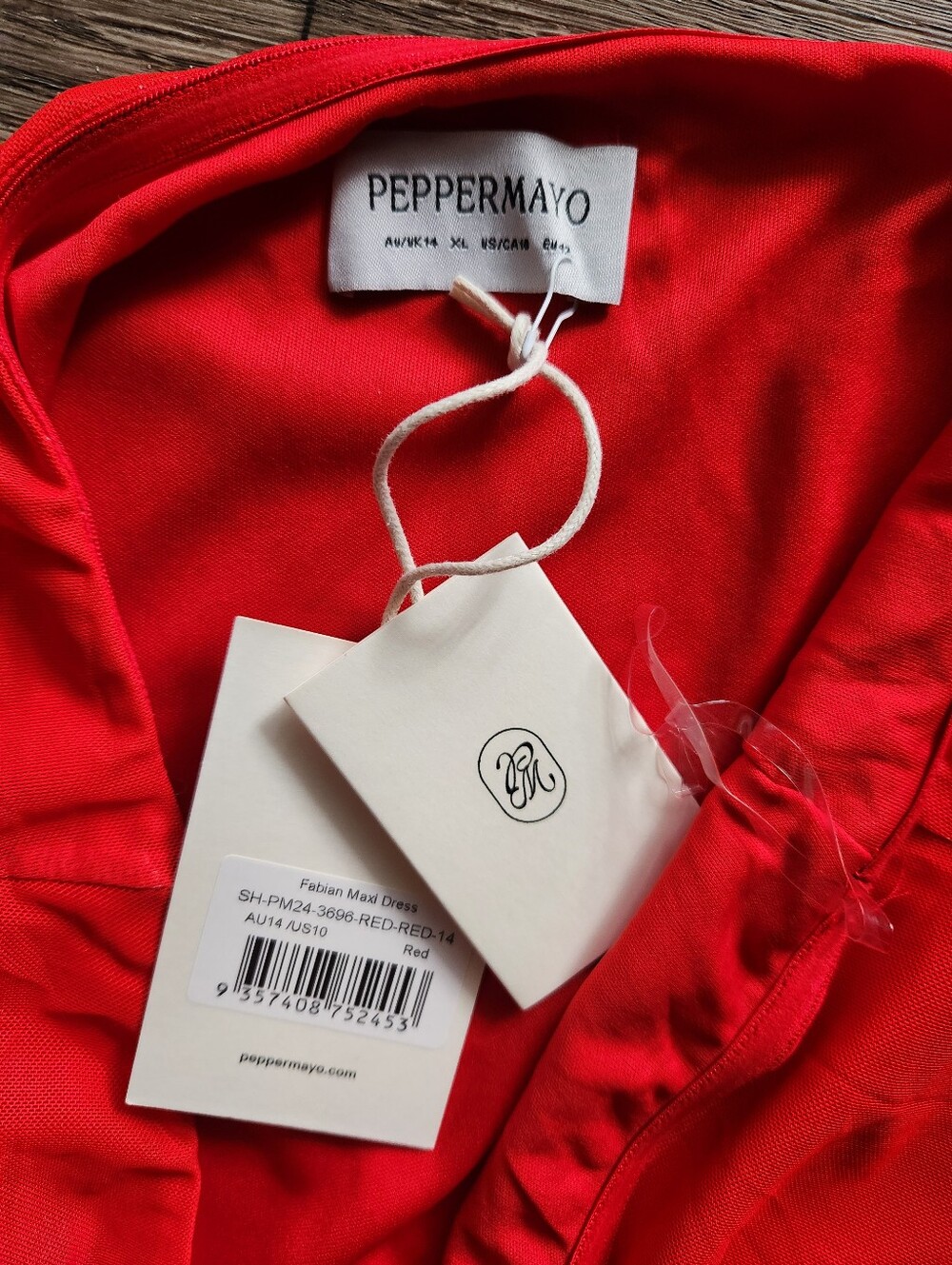 NWT Peppermayo Red Fabian Strapless Maxi Dress Size XL - Picture 4 of 8